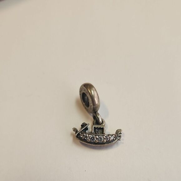 Pandora 925 Sterling Silver Clear CZ Gondola Boat Dangle Bead Charm